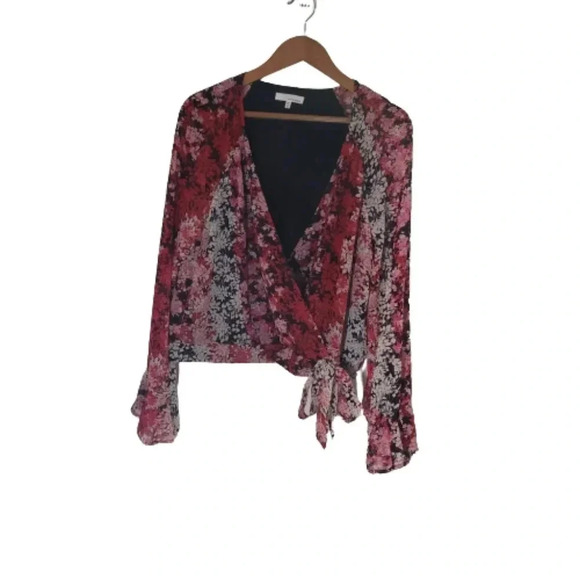 June & Hudson Red print cropped blouse Top Size XL - Picture 1 of 9